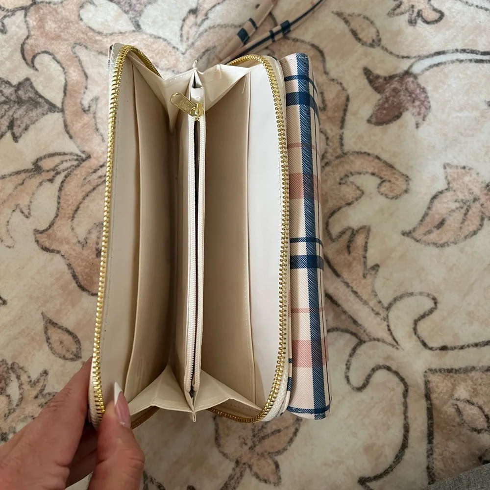 Plaid Wristlet Wallet in Pink and Blue - Picture 5 of 5
